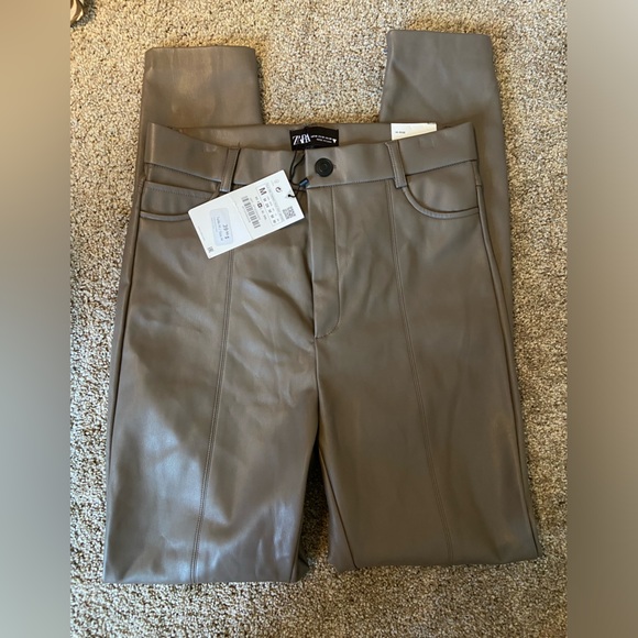 Zara Faux Leather Skinny Legging New - Picture 6 of 9